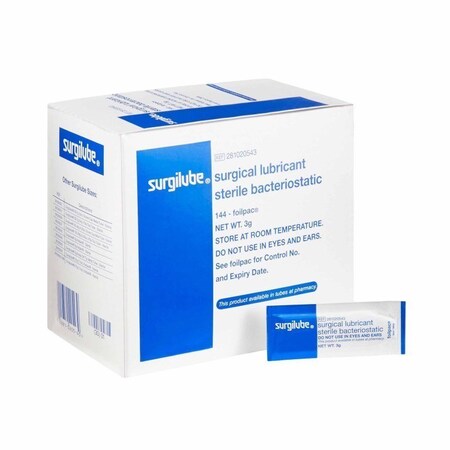 Surgilube Lubricating Jelly - Carbomer free, 3 Gram, Individual Packet, Sterile, 144PK 281020543